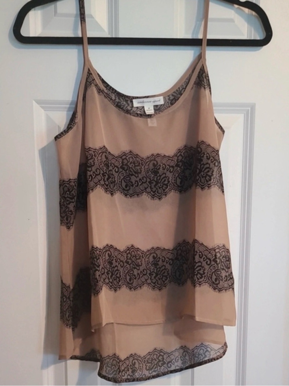 Ambiance Nude Camisole with Black Lace Bands